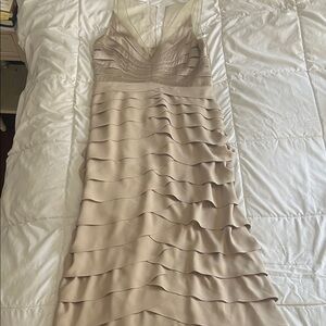 Sherrie Bloom Layered Cream Sleeveless Dress
